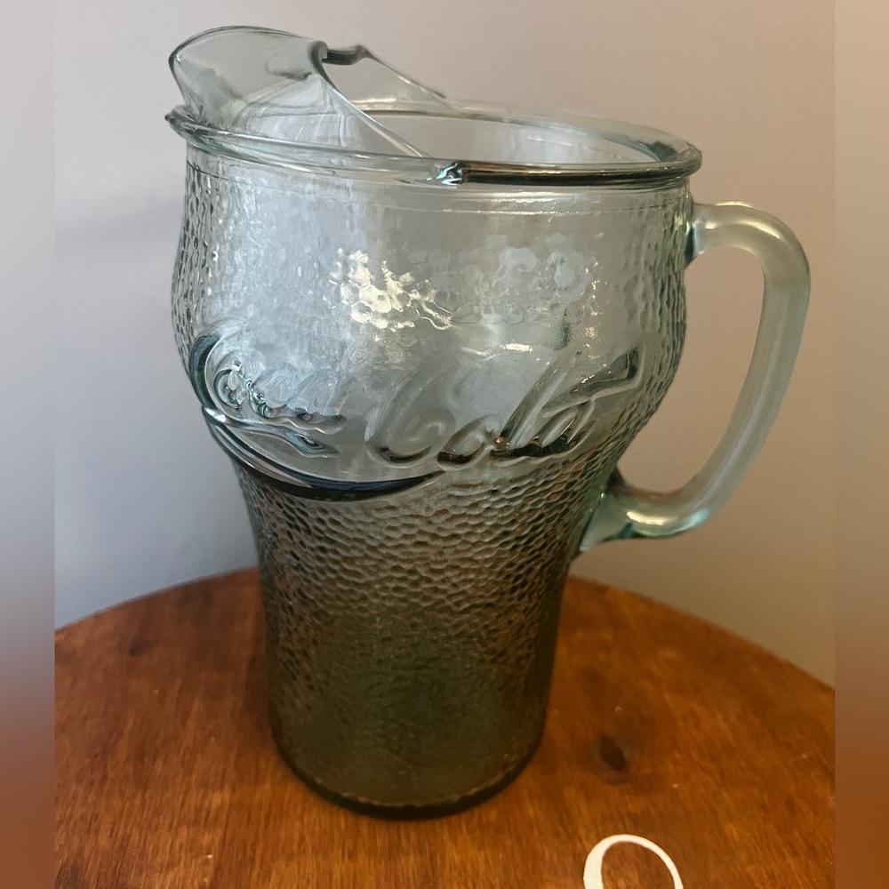 Vintage Coca Cola Green Pebble Glass Pitcher